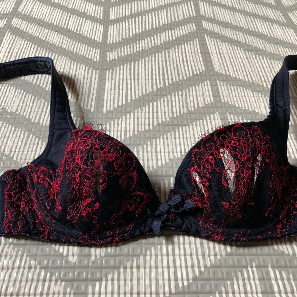 Agent provocateur 34A navy and red lace bra